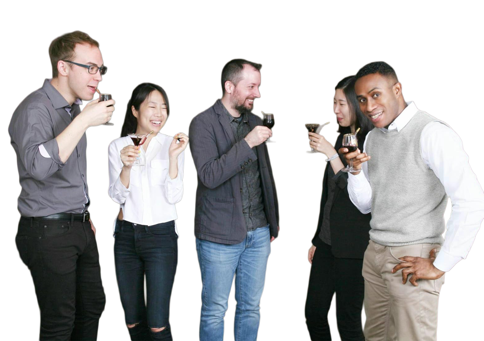 Group enjoying wine with Toddy glasses